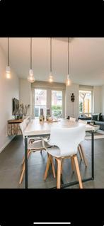 Complete eetkamer, tafel met 6 stoelen, Huis en Inrichting, Tafels | Eettafels, Ophalen, Metaal, 50 tot 100 cm, Zo goed als nieuw