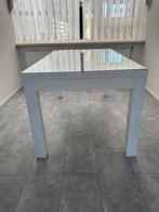 Eettafel hoogglans wit met glasplaat, Ophalen, 50 tot 100 cm, Zo goed als nieuw, Vijf personen of meer
