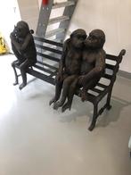 Bronzen Apenbank levensgroot, Tuin en Terras, Ophalen, Zo goed als nieuw, Overige materialen
