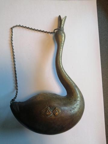 Antieke koperen zwaan i mooie staat verkerend 22x12 cm  beschikbaar voor biedingen