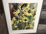 Schilderij, aquarel, zonnebloem, van Mylene de Kleijn,, Antiek en Kunst, Ophalen