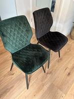 4 Velvet Eetkamerstoelen (Groen & Zwart), Huis en Inrichting, Stoelen, Ophalen, Overige kleuren, Zo goed als nieuw, Vier