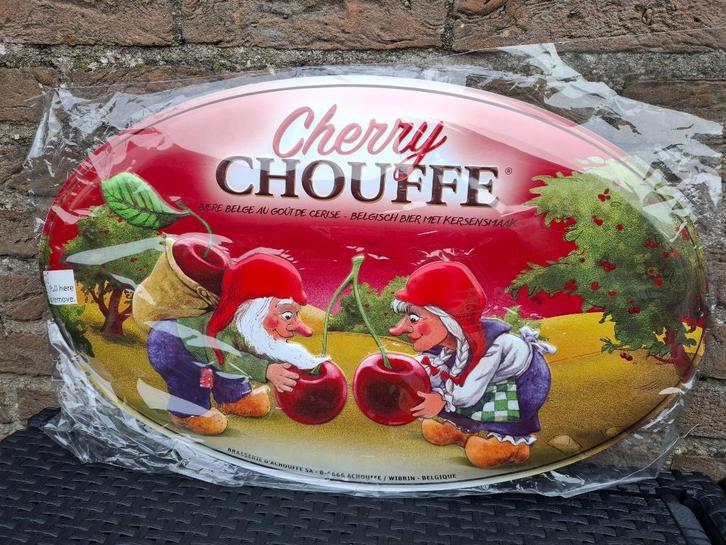 reclamebord Cherry Chouffe, Verzamelen, Biermerken, Nieuw, Reclamebord, Plaat of Schild, Overige merken, Ophalen of Verzenden