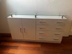 Witte Kast met Glasplaat, Ophalen, Kunststof, 100 tot 150 cm, Zo goed als nieuw