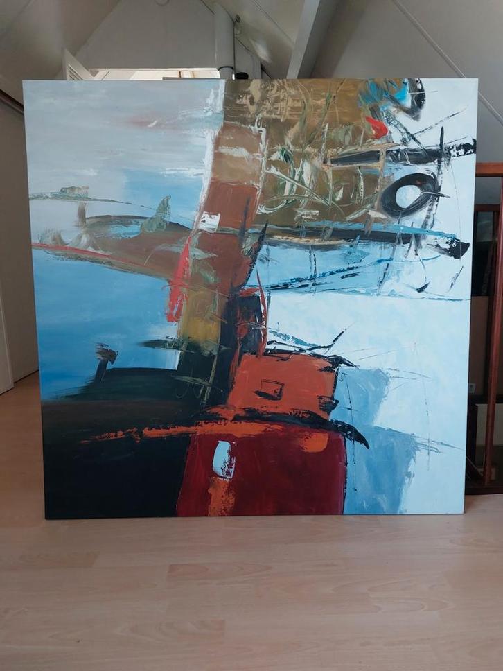 Abstract Schilderij 120x120, Antiek en Kunst, Kunst | Schilderijen | Abstract, Ophalen of Verzenden