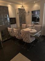 Moderne Eethoek: Tafel & 6 Stoelen, 100 tot 150 cm, Ophalen of Verzenden, Zo goed als nieuw, Vijf personen of meer