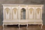 Queen Anne vitrinekast in creme en goud, Huis en Inrichting, Kasten | Dressoirs, Ophalen, Donyavimin@gmail.com, 150 tot 200 cm