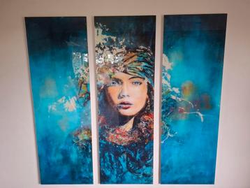 Schilderij, kuns, Glaskunst Drieluik - Purple Magical Woman beschikbaar voor biedingen