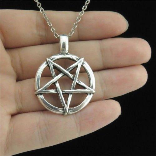 Pentagram ketting (satan duivel ster heks wicca), Sieraden, Tassen en Uiterlijk, Kettingen, Nieuw, Overige materialen, Zilver