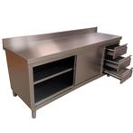 Nieuw RVS werkkast met 3 lades & achterwand - 200x60cm, Ophalen of Verzenden, Nieuw