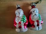 2 antieke glazen gekleurde kerstballen kerstman kersthanger., Ophalen of Verzenden
