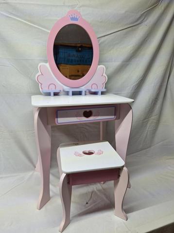 Houten kaptafel Make-up Tafel met Stoeltje en spiegel beschikbaar voor biedingen