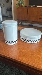 Brabantia voorraadbus en koektrommel zwart wit geblokt, Ophalen of Verzenden, Gebruikt