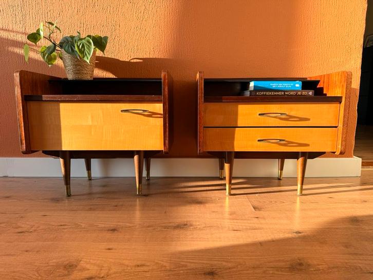 Vintage nachtkastjes uit ~ 1950, Huis en Inrichting, Kasten | Televisiemeubels, Zo goed als nieuw, Minder dan 100 cm, 50 tot 100 cm