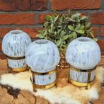 3 Vintage waxinelichthouders: koper en Murano Mushroom glas, Ophalen of Verzenden