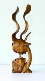 Vintage Balinees Handgesneden Beeldje – "De Kus", jaren '70, Ophalen of Verzenden, Zo goed als nieuw, Mens