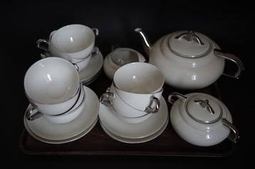 Victoria theeservies art deco stijl zilver crème theepot kop beschikbaar voor biedingen