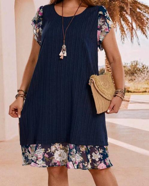 Tuniek jurkje Bo Blauw (46 tm 54) ** NIEUW **, Kleding | Dames, Grote Maten, Nieuw, Jurk, Blauw, Verzenden