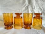 4 vintage amberkleurige borrel-, port- of likeurglaasjes, Ophalen of Verzenden