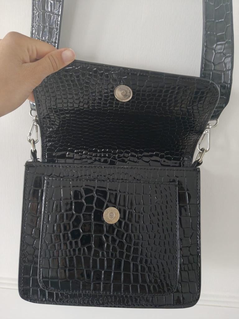 Hvisk Cayman pocket blinkend croco, Ophalen of Verzenden, Zo goed als nieuw, Zwart, Schoudertasje