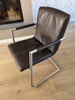 6 lederen stoelen met RVS frame, Ophalen, Gebruikt, Bruin, Leer