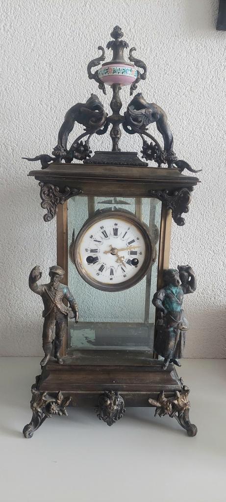 Oude koperen Pendule - Restauratieproject, Antiek en Kunst, Antiek | Klokken, Ophalen