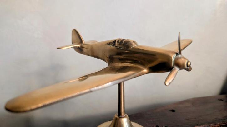 Messing Vliegtuig Model - 25cm Spanwijdte, Verzamelen, Luchtvaart en Vliegtuigspotten, Ophalen of Verzenden
