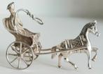 Zilveren miniatuurtje paardje met koetsje, Antiek en Kunst, Antiek | Goud en Zilver, Ophalen of Verzenden, Zilver
