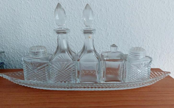 Vintage Olie en Azijn Set, Antiek en Kunst, Antiek | Glas en Kristal, Ophalen of Verzenden