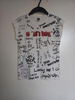 Wit Shirtje van Jill/shoeby met opdruk woord/tekst 146/152, Gebruikt, Meisje, Ophalen of Verzenden, Shirt of Longsleeve