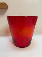 Rode glazen windlicht vaas, Ophalen of Verzenden, Minder dan 50 cm, Rood, Glas