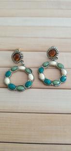 Hang oorbellen stekers groen, beige en cognac kleur, Overige materialen, Hangers, Verzenden, Nieuw