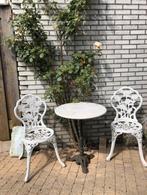 Brocante Bistro set met Marmer bistroset, Ophalen, Zo goed als nieuw, Overige materialen, 2 zitplaatsen