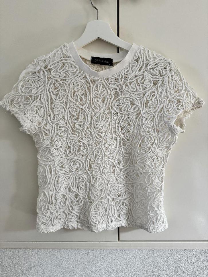 Lofty manner - witte top - maat M, Kleding | Dames, Tops, Zo goed als nieuw, Maat 38/40 (M), Wit, Korte mouw, Ophalen of Verzenden