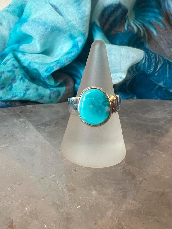 Turkoois turquoise sleeping beauty Arizona zeldzaam uniek, Sieraden, Tassen en Uiterlijk, Ringen, Nieuw, Dame of Heer, Blauw, Zilver