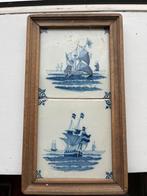Aardewerkcentrum makkum. 2 tegels met scheepstafereel, Antiek en Kunst, Antiek | Wandborden en Tegels, Ophalen