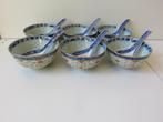 6 Chinese Wanyu porseleinen rijstkommetjes met rijstlepels, Ophalen of Verzenden, Overige stijlen, Porselein, Schaal of Schalen