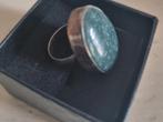 Vintage Zilveren ring met grote groene steen Ringmaat 16,5, Sieraden, Tassen en Uiterlijk, Antieke sieraden, Ophalen of Verzenden