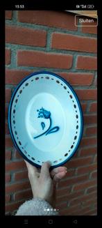 Brocante emaille schaal wit blauwe bloem, Antiek en Kunst, Curiosa en Brocante, Ophalen of Verzenden