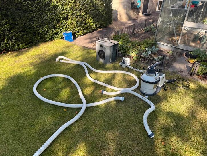 Warmtepomp, zoutwatersysteem, zandfilterpomo & zwembad, Tuin en Terras, Zwembaden, Gebruikt, Opzetzwembad, Minder dan 80 cm, 200 tot 400 cm