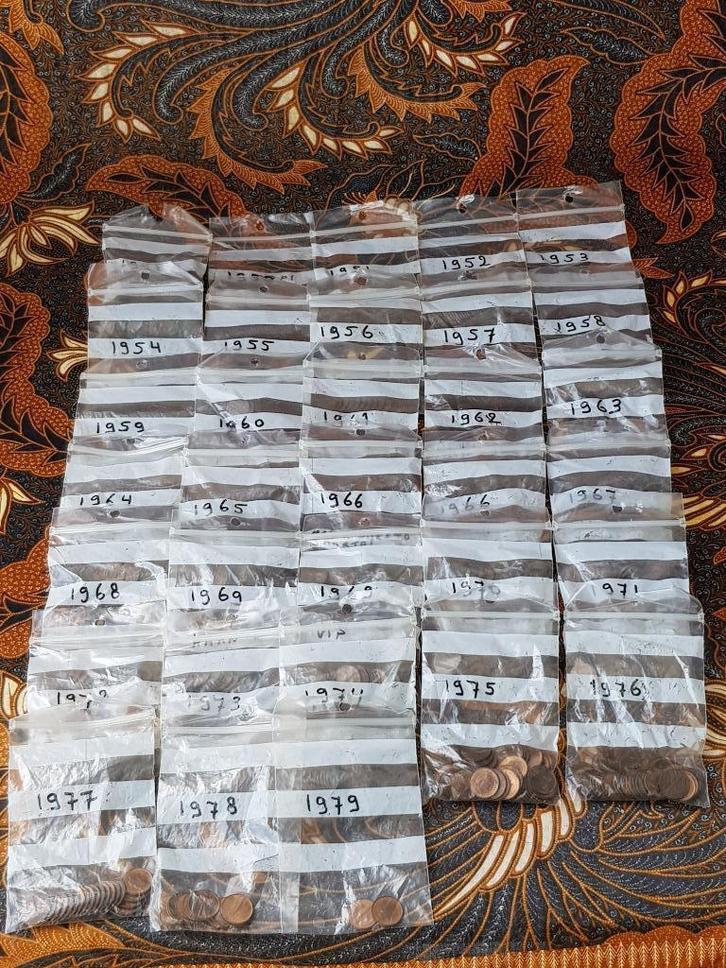 Partij oude Nederlandse centen 1948 t/m 1979., Antiek en Kunst, Antiek | Koper en Brons, Koper, Ophalen of Verzenden