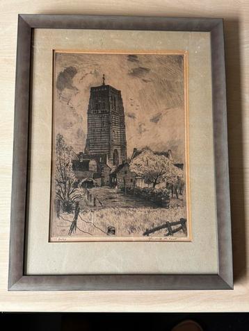 Prachtige erts oude toren St. Michielsgestel van H de Laat beschikbaar voor biedingen