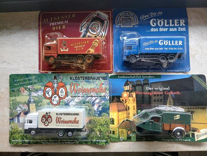 4 leuke vrachtwagens / bakwagens, Hobby en Vrije tijd, Modelbouw | Auto's en Voertuigen, Nieuw, Truck, 1:50 of kleiner, Overige merken