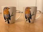 Twee bekers - mokken met roodborstje, Ophalen of Verzenden, Zo goed als nieuw, Overige stijlen, Kop(pen) en/of Schotel(s)