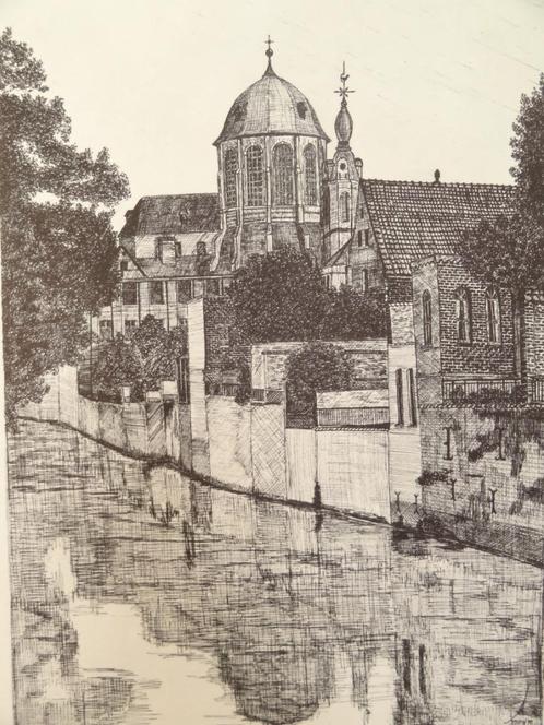 ets Hanswijkkerk Fonteinbrug, Mechelen, Alex Depaepe, 1978, Antiek en Kunst, Kunst | Etsen en Gravures, Verzenden