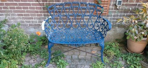 Brocante tuinbank en stoeltjes van metaal - Losse Armleuning, Tuin en Terras, Tuinbanken, Gebruikt, Metaal, Ophalen