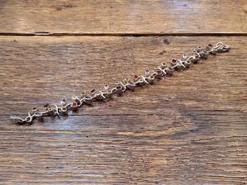 oude zilveren armband met half edelstenen, jaren 60 beschikbaar voor biedingen