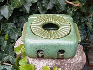 Vintage "art deco style" groen warmhoud theelicht / rechaud beschikbaar voor biedingen