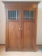 charmant oud EIken houten kastje met geslepen glas, Ophalen, Gebruikt, Rechthoekig, Minder dan 50 cm