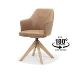 Armstoel Calvin draaivoet Eiken poot stof soft cognac | Webs, Huis en Inrichting, Modern design, Overige kleuren, Metaal, Nieuw